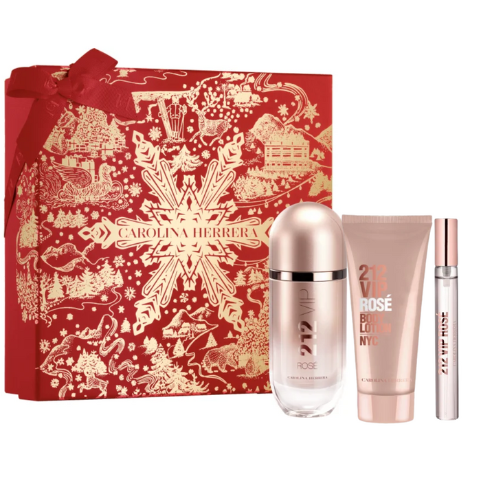 Set Carolina Herrera 212 Vip Rosé EDP 80 ml + Loción para el Cuerpo 100 ml + Mini 10 ml 2024