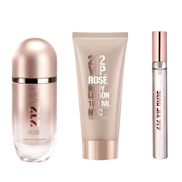 Set Carolina Herrera  212 Vip Rosé EDP 80 ml + Loción para el Cuerpo 100 ml + Mini 10 ml 2024