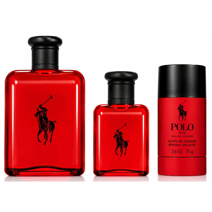 Set Ralph Lauren Polo Red Edt 125 Ml + 40 Ml + Deo 75 Ml