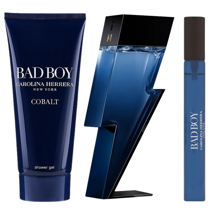 Set Carolina Herrera Bad Boy Cobalt EDP Électrique 100ml +Mini 10ml +Gel Ducha 100ml 2025