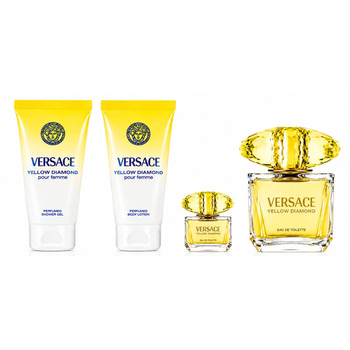 Versace SET Yellow Diamond EDT Pour Femme 90 ml + Mini 5 ml + Body Lotion 100 ml + Gel De Ducha 100
