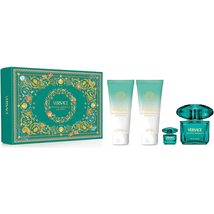 Versace SET Crystal Emerald EDP Pour Femme 90 ml+Mini 5 ml+Body Lotion 100 ml+Gel De Ducha 100 ml