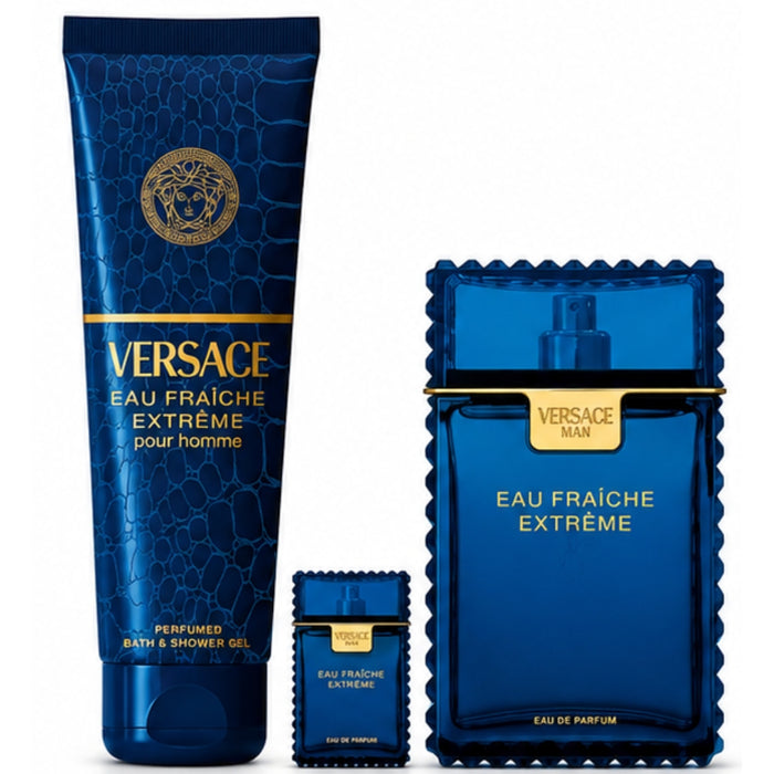 Versace SET Eau Fraiche Extreme Pour Homme EDP 100ml + 5ml + Shower Gel 150ml