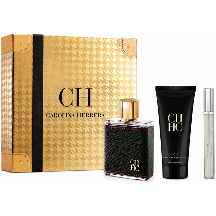 Set Carolina Herrera Ch Men EDt 100 ml + 100 ml Balsamo Afeitado + Travel Spray 10 ml